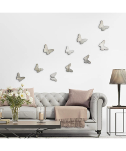 DECORO MURALE 3D "SILVER METAL BUTTERFLIES"